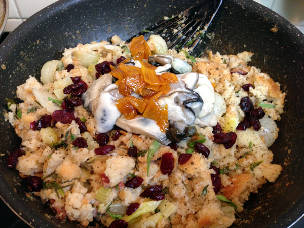 Kyoto Christmas Dinner: Roast Chicken with Candied Yuzu Peel Dried Cranberry Oyster Stuffing and Purple Murasaki-imo Mashed Sweet Potatoes