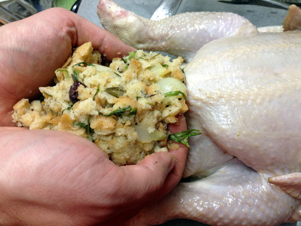 Kyoto Christmas Dinner: Roast Chicken with Candied Yuzu Peel Dried Cranberry Oyster Stuffing and Purple Murasaki-imo Mashed Sweet Potatoes