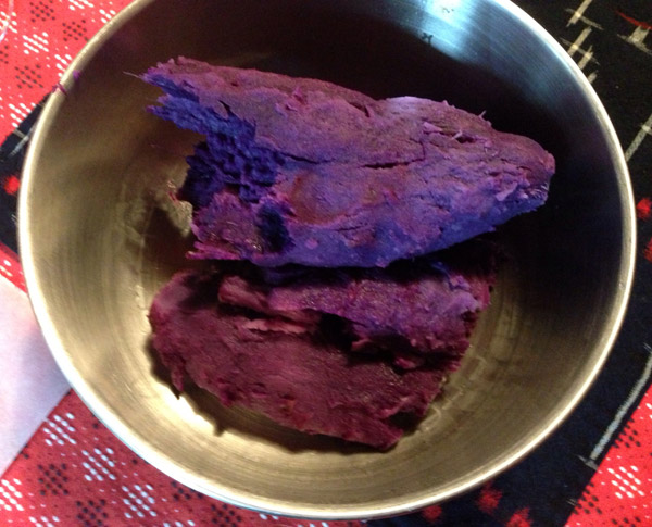 Kyoto Christmas Dinner: Roast Chicken with Candied Yuzu Peel Dried Cranberry Oyster Stuffing and Purple Murasaki-imo Mashed Sweet Potatoes