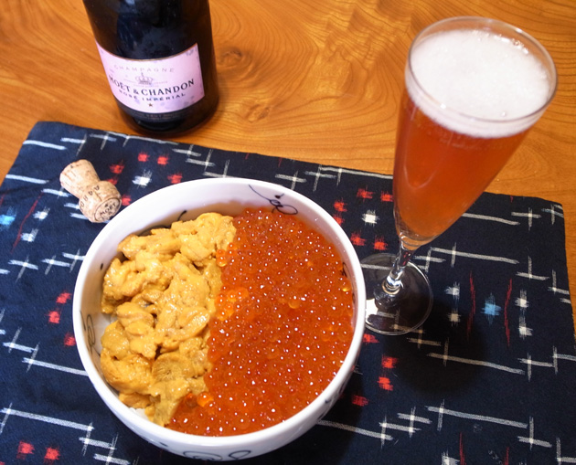 michaels-new-years-breakfast-2012-uni-ikura-donburi-champagne