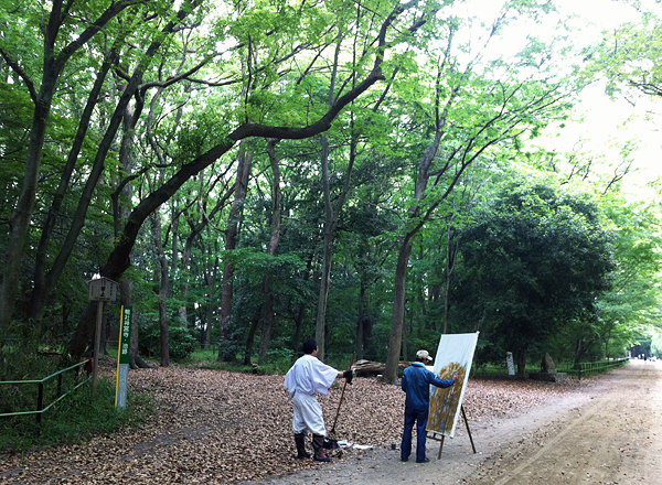 Kyoto Shimogamo Jinja Shrine Tadasu-no-mori Forest Painter (下鴨神社 糺の森 絵描)